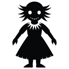 cursed doll silhouette vector icon