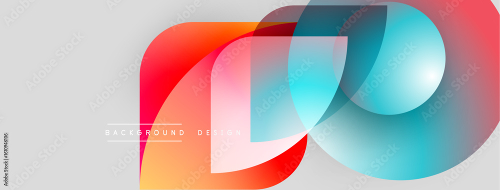 Poster abstract colorful overlapping shapes create dynamic visual. smooth gradients, modern design, light b