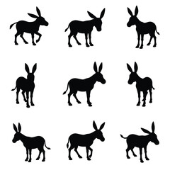 Nine Diverse Tree Silhouettes Are Arranged In A Grid On A Plain White Background Simple Style