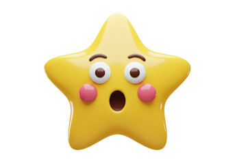 Isolated Shocked Star Emoji with Open Mouth and Blush