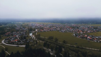 Obraz premium Aerial view of summer alpine valley