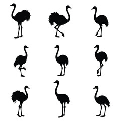 Fototapeta premium Nine Gazelle Silhouettes In Various Poses Create A Pattern On A White Background