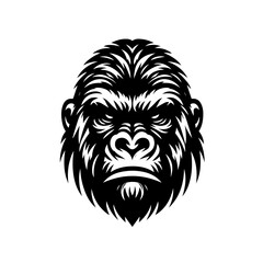 Fototapeta premium Fierce gorilla face illustration with intense expression