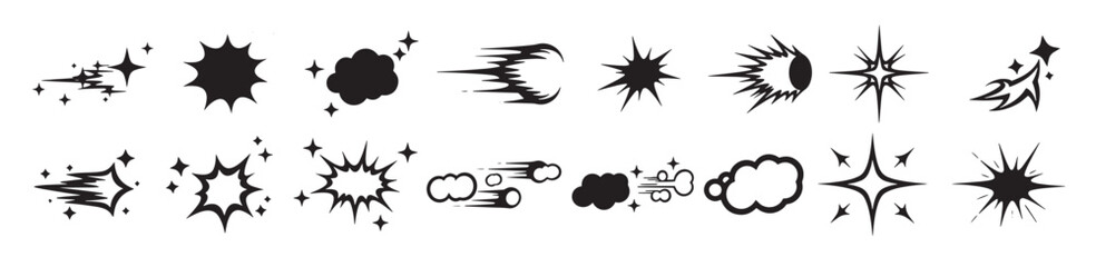 silhouette sparkle burst line bundle with doodle star icons 