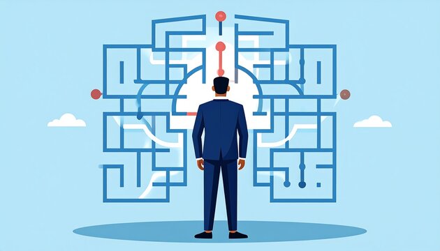 Businessman confronts complex problem