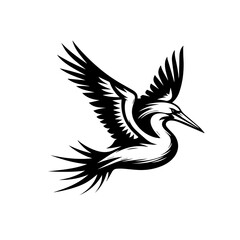 Flying crane bird tribal style illustration