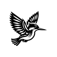 Fototapeta premium Flying kingfisher bird tribal style illustration