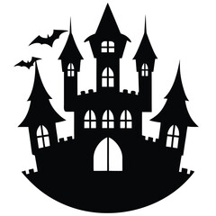 haunted castle silhouette vector icon
