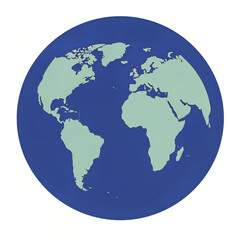 Fototapeta premium Flat world globe illustration with continents – vector map icon.Vector illustration of a world globe with visible continents on a white background. Ideal for travel, education, geography.yg