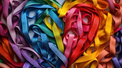 Colorful ribbons forming a heart shape