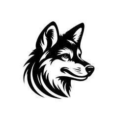 Naklejka premium A fierce wolf head illustration in black and white