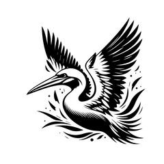 A pelican soars through the water with powerful wings outstretched