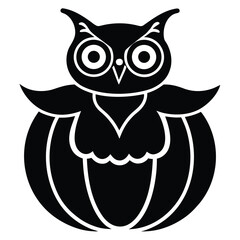 owl on pumpkin vector icon