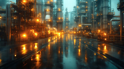 Obraz premium Depict a crumbling industrial site with timeworn machinery