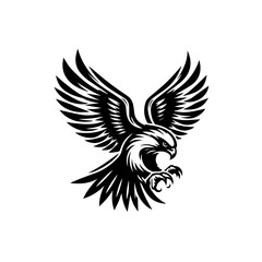 Obraz premium An eagle with wings spread wide, ready to strike