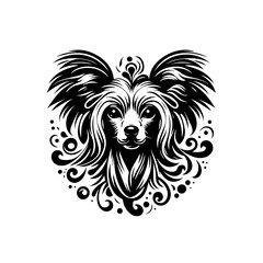 Fototapeta premium A stylized illustration of a chinese crested dogs head