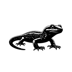Naklejka premium A detailed black illustration of a lizard isolated on white