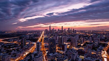 Breathtaking City Skyline TimeLapse at Dusk Perfect for Urban Campaigns, Inspiring Awe and Serenity. - Powered by Adobe