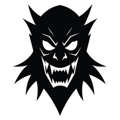 scary face silhouette vector icon