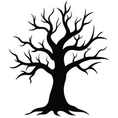 scary tree silhouette vector icon