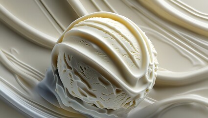 a creamy ice cream texture, with a smooth and intricate background, showcasing the ice cream's ridges, swirls, and imperfections