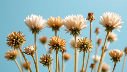 Obraz premium Delicate Seed Heads Soft Blue Background