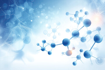 Futuristic 3D Molecular Network with Glowing Blue Spheres & Delicate Rods