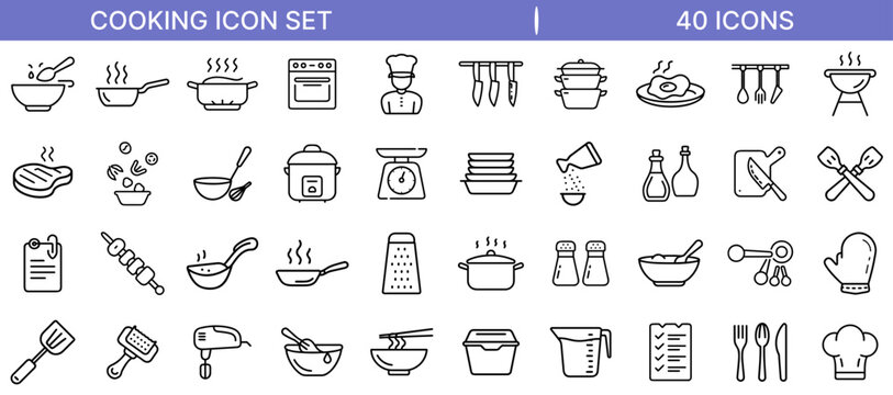 Cooking and Kitchen Utensils Icon Design