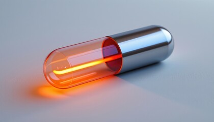 Futuristic Capsule with Glowing Interior and Metallic Finish