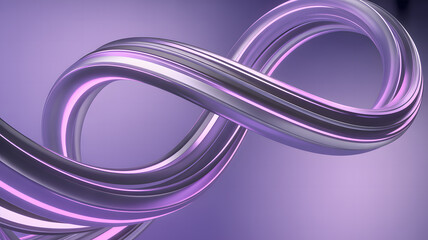 Swirling Purple and Silver Ribbon Infinity Loop abstract