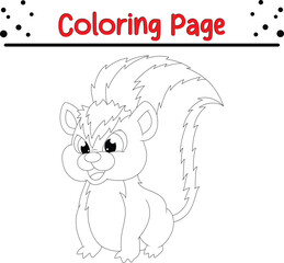 Skunk animal coloring book page for kids