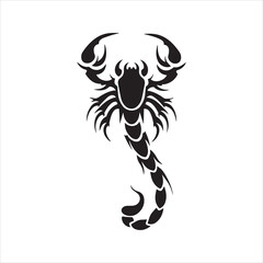 Tribal Scorpion Tattoo Design, Black Stylized Silhouette Vector Art for Scorpio Zodiac Sign.
