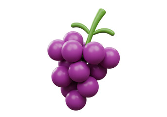 Isolated Bunch of Ripe Purple Grapes with Stem