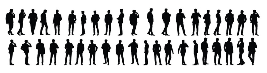 Silhouette of a man in a business suit standing. isolated on white background.