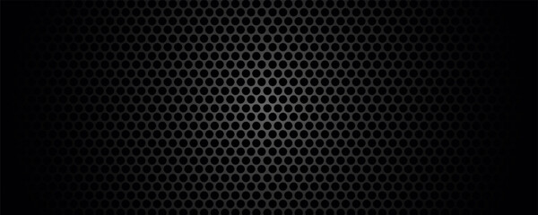 Black perforated metal plate. Metal grill. Black metal texture steel background. Perforated sheet metal.Abstract dark gray circle mesh pattern background texture.