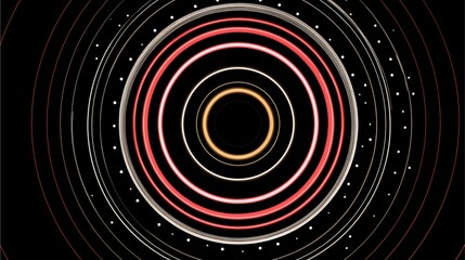 Fototapeta premium Geometric Abstract: A captivating display of concentric circles in varied colors set against a stark background, offering a glimpse into the realms of science and technology.