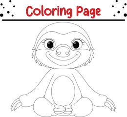 Cute Sloth coloring book page