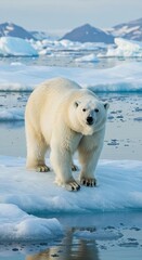 polar bear in the arctic, polar bear on ice