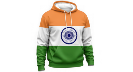 India flag hoodie apparel fashion design isolated on transparent background