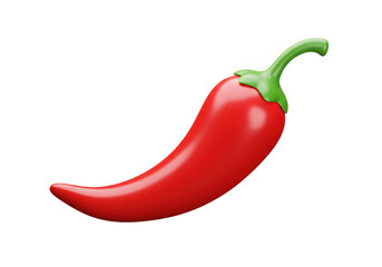Isolated 3D Red Chili Pepper with Glossy Surface