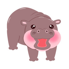 Cute Standing Hippopotamus Vector