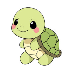 Adorable Kawaii Turtle Vector Illustration