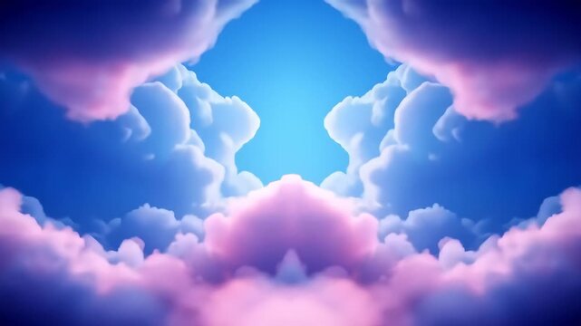 Pink & blue cloudscape, daytime sky, vibrant colors, heavenly background, website banner