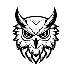 Angry Owl Face Line Art Vector