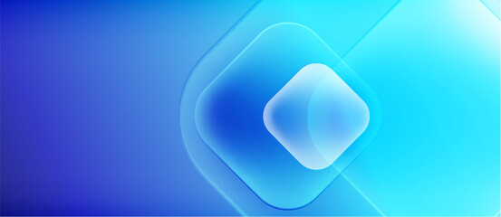 Abstract blue gradients form layered squares. Brightness increases toward right. Smooth transitions create modern visual effect.