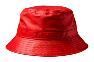 Red bucket hat isolated on transparent background PNG icon isolated with transparent background