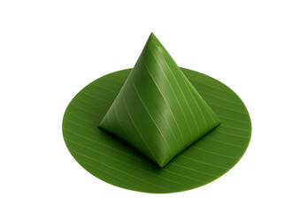 sticky rice, banana leaf, Thai food, traditional packaging, triangle rice, isolated, steamed rice,png
