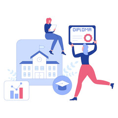 E-learning, Online education, Home schooling, Webinar training, Tutorial podcast and Business coaching. Modern vector illustration with characters and icons for website and mobile development.