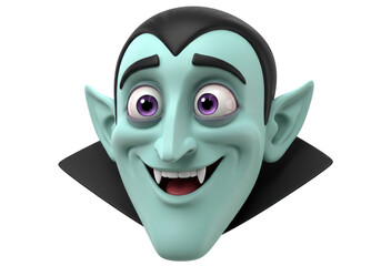 Isolated Cartoon Vampire Head with Purple Eyes