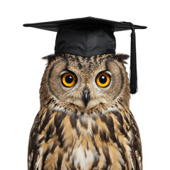 Naklejka premium An owl with a graduation cap, representing wisdom and academic achievement.